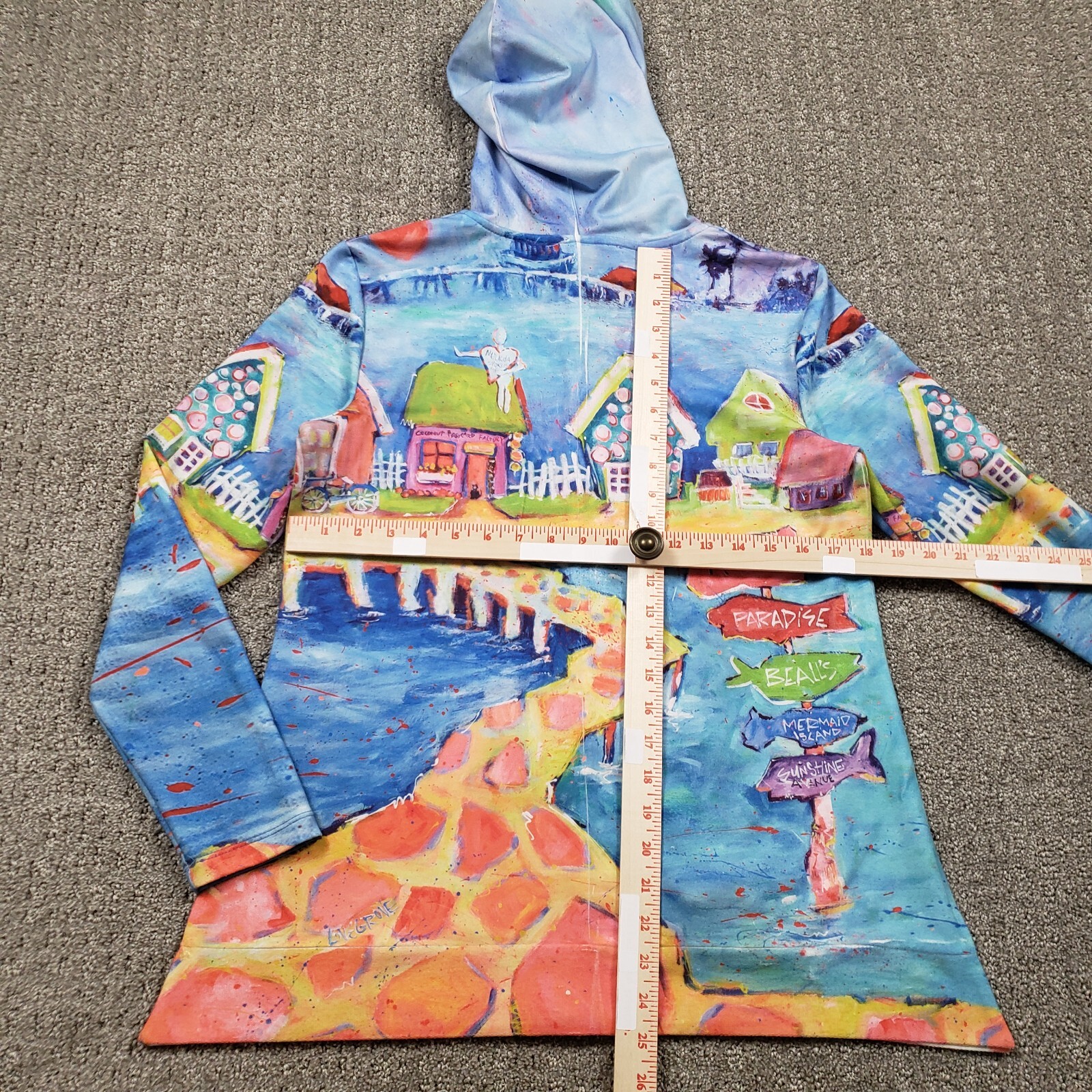 Leoma Lovegrove Hoodie Womens Small Art to wear Beach Cover up Colorful