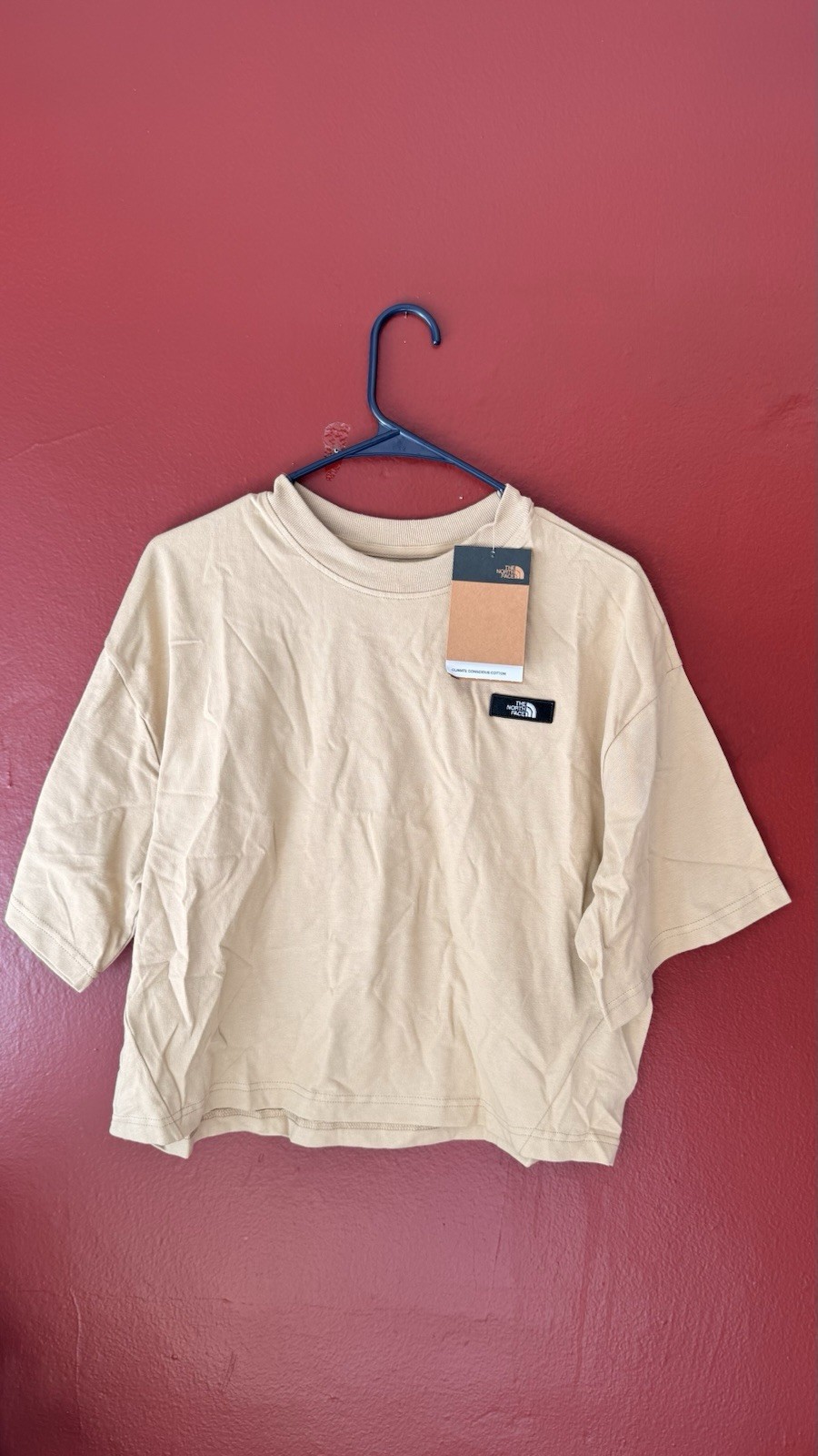 The North Face Women’s Heavyweight Relaxed Fit Cropped T-Shirt Khaki Stone M NWT