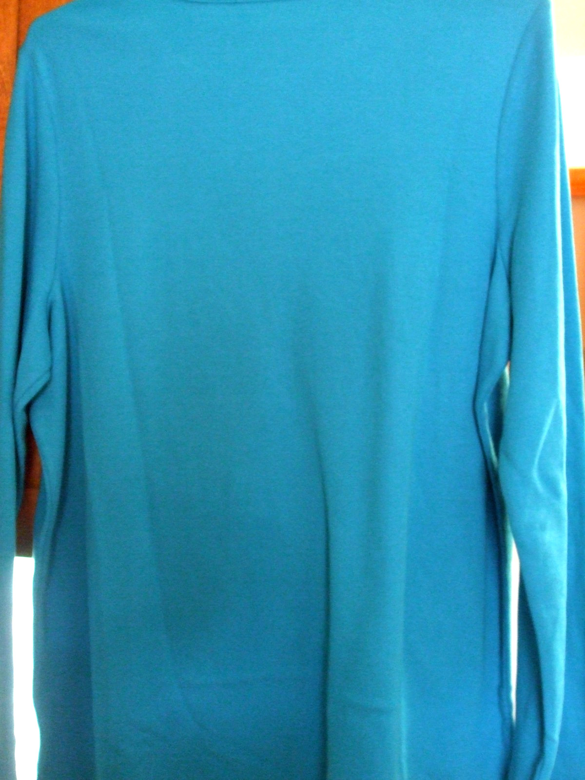 Quacker Factory Be Mine Rhinestone Long-Sleeve Top, DEEP TURQUOISE, LARGE, NEW