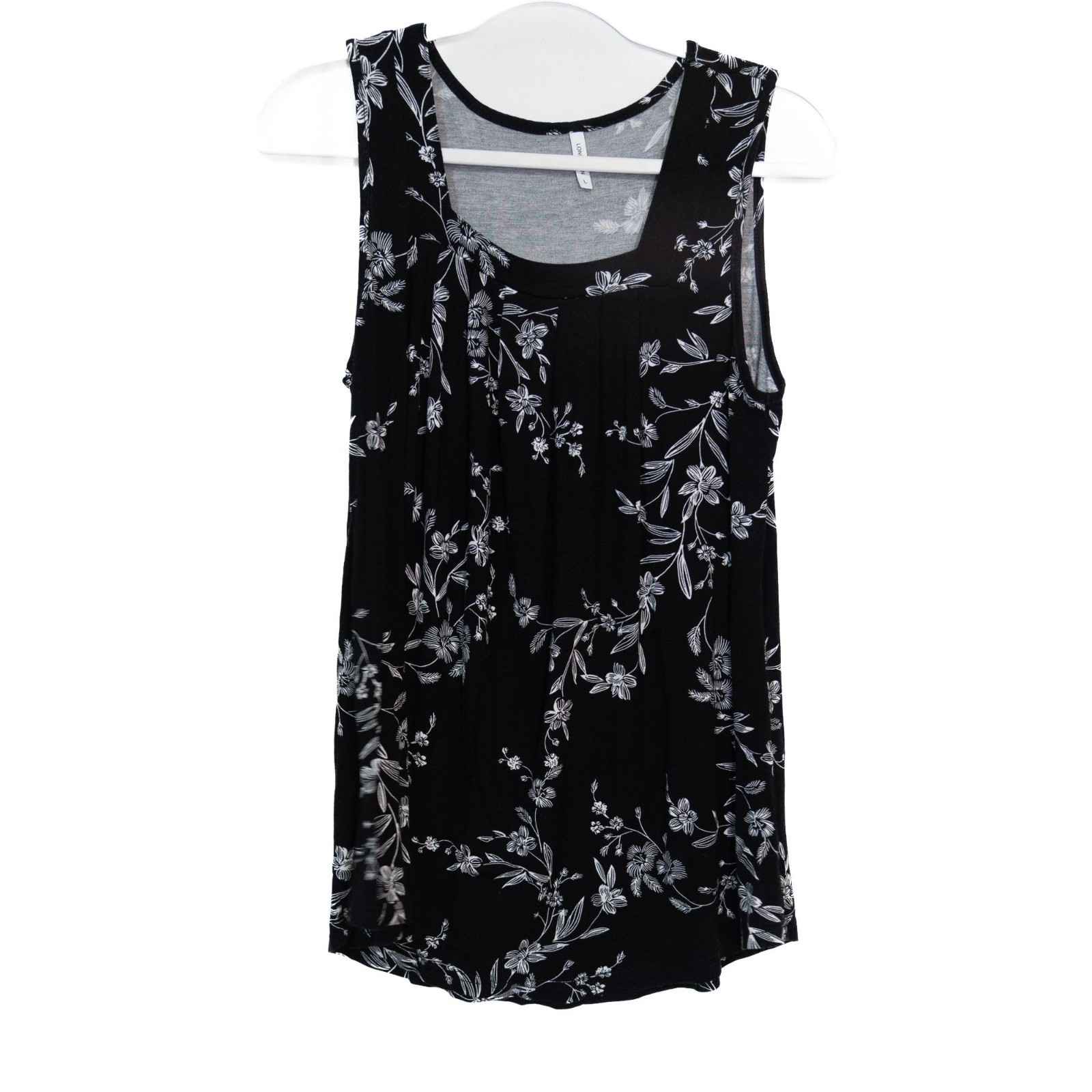 Longyuan Size L Black & White Floral Sleeveless Tank Top Womens Casual Summer