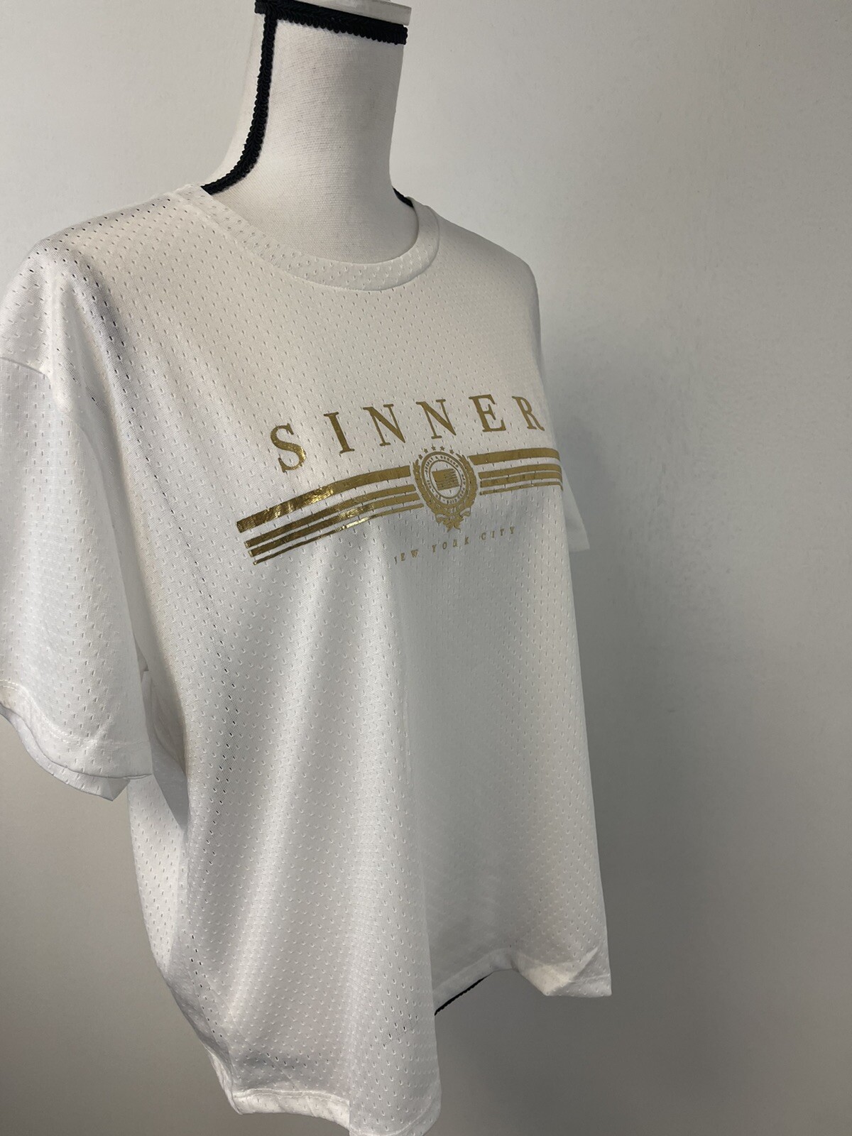 Supply Demand Shirt Womens Small Sinner Tee White New York Breathable Loose N194