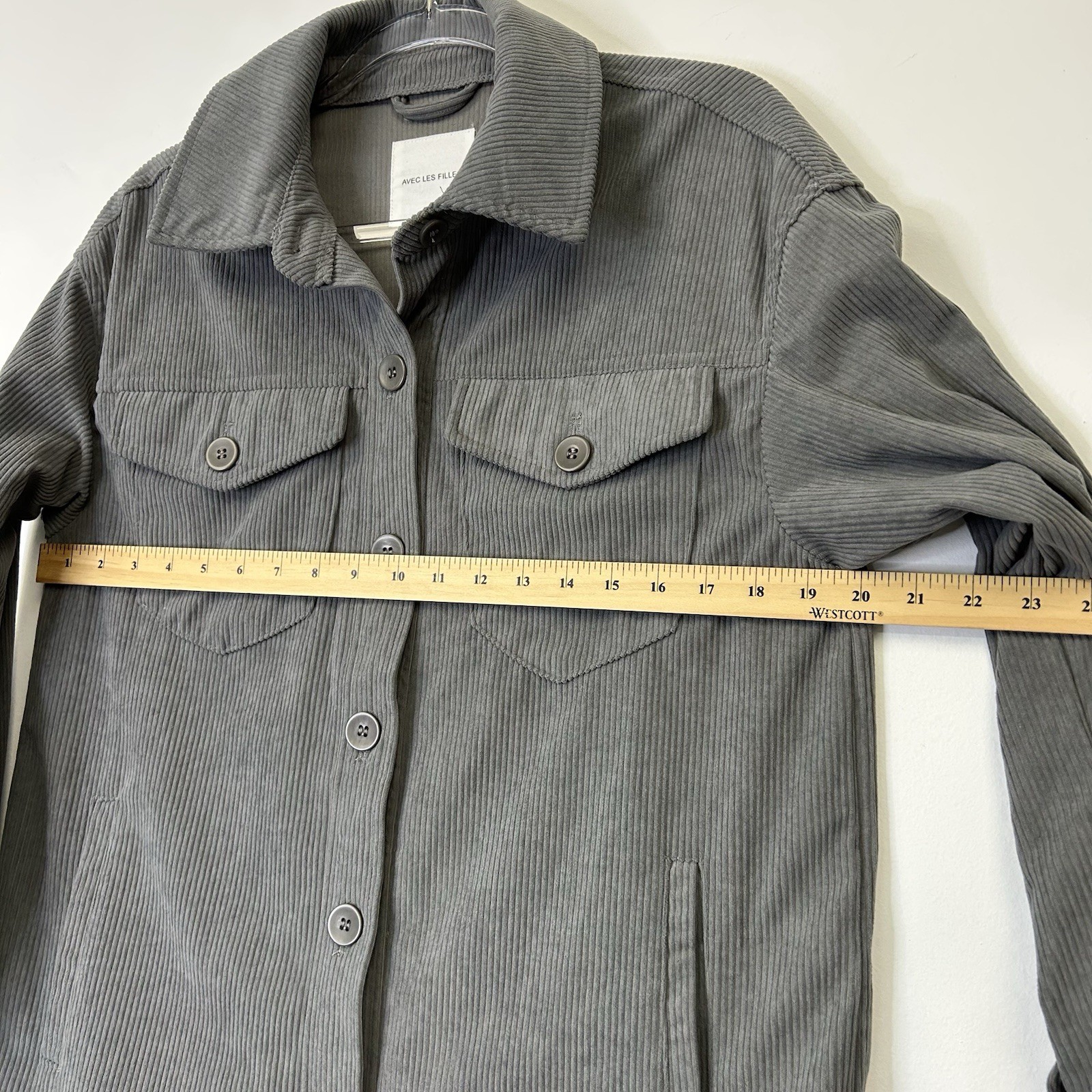 Avec Les Filles Corduroy Shirt Jacket Women’s Size Medium Gray Shacket