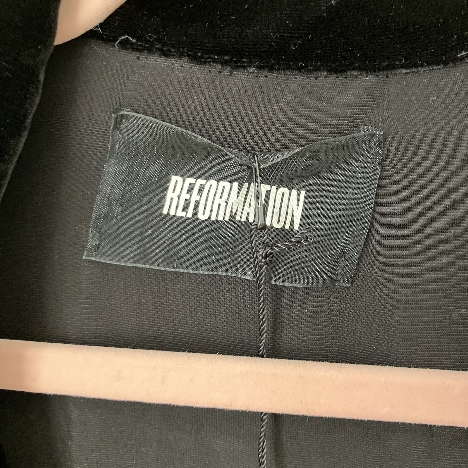 Reformation Farrah Black Velvet Button Down Top – XS