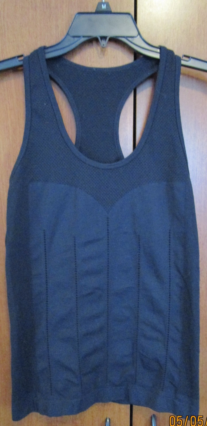 Black Tank Top Razor Back Small Fabric Blend Bust 30 + Length 24 in