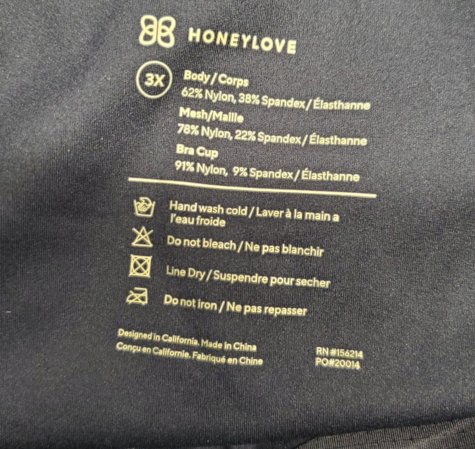 Honeylove Liftwear Tank Removable Pads Black Size 3XL Womens Plus Shapewear NWT