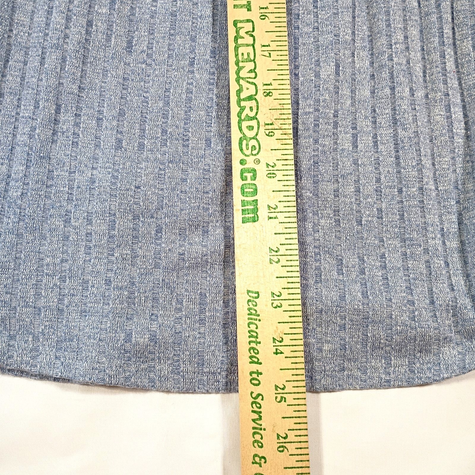 Cocomo Blue and Silver V Neck Swing Sweater Ribbed Button Up Roll Tab Sleeve L