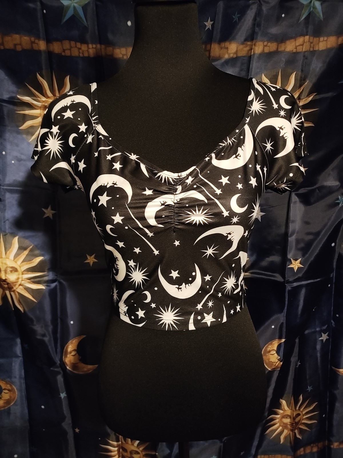 Celestial Crop Top Goth Rockabilly Witchy Whimsigoth Festival