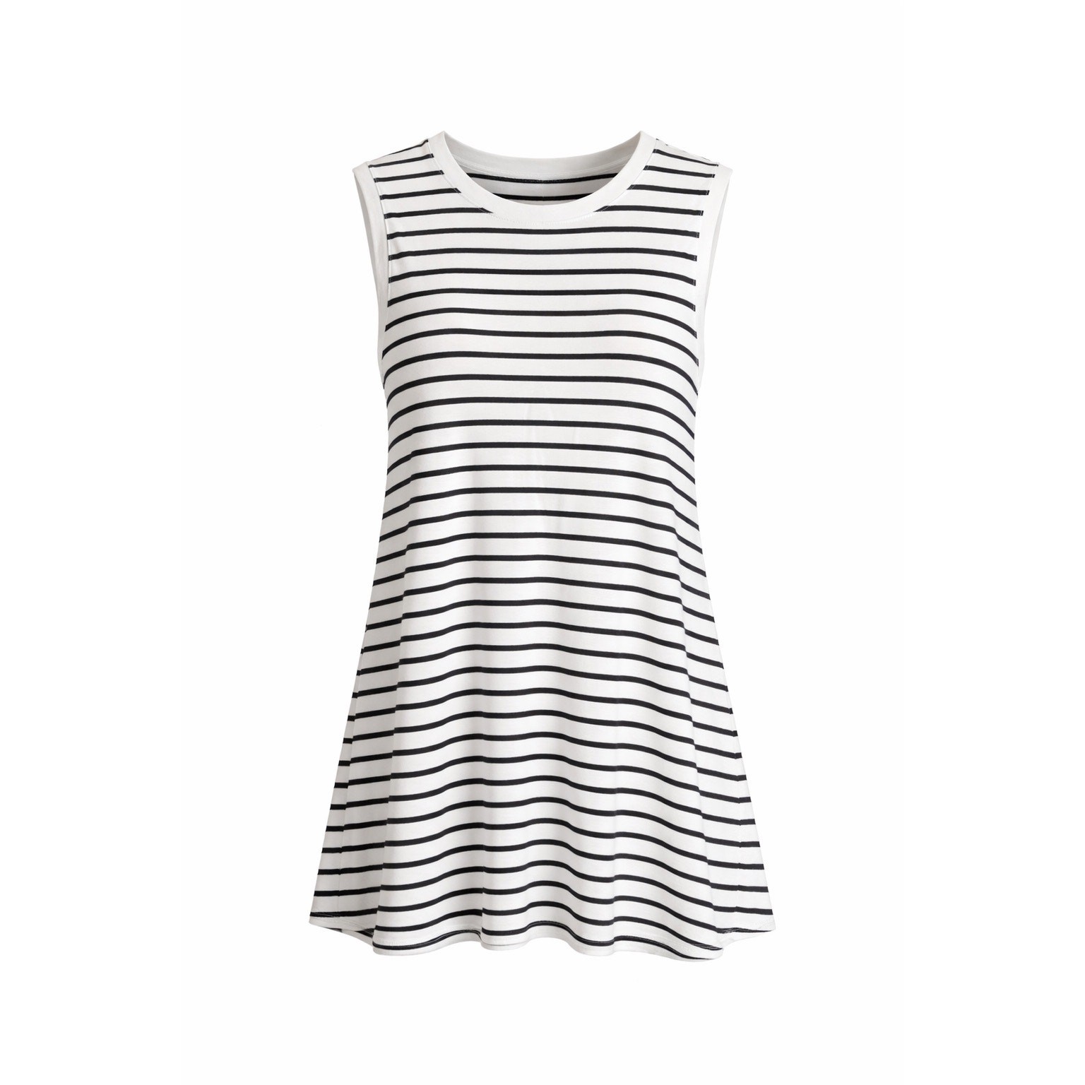 Daily Ritual Women’s Striped Swing Tunic Tank XL Black White Muscle Sleeve