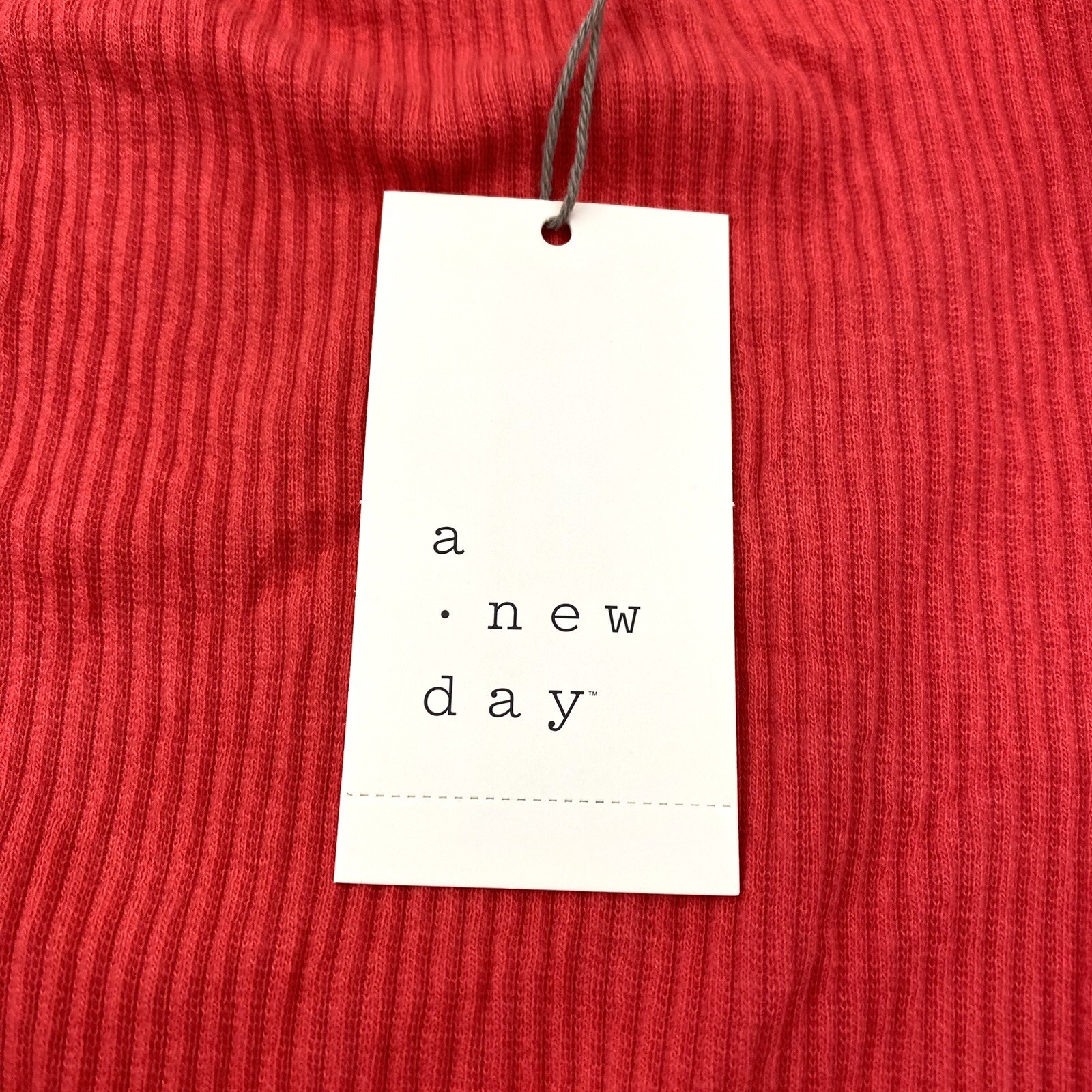 A New Day Womens Size L Ribbed Flutter Sleeve Top Rocker Red