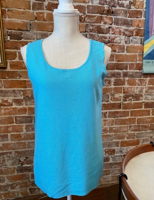 Linea Louis Dell’Olio Robins Egg Blue Whisper Knit Scoop Neck Tank Top New