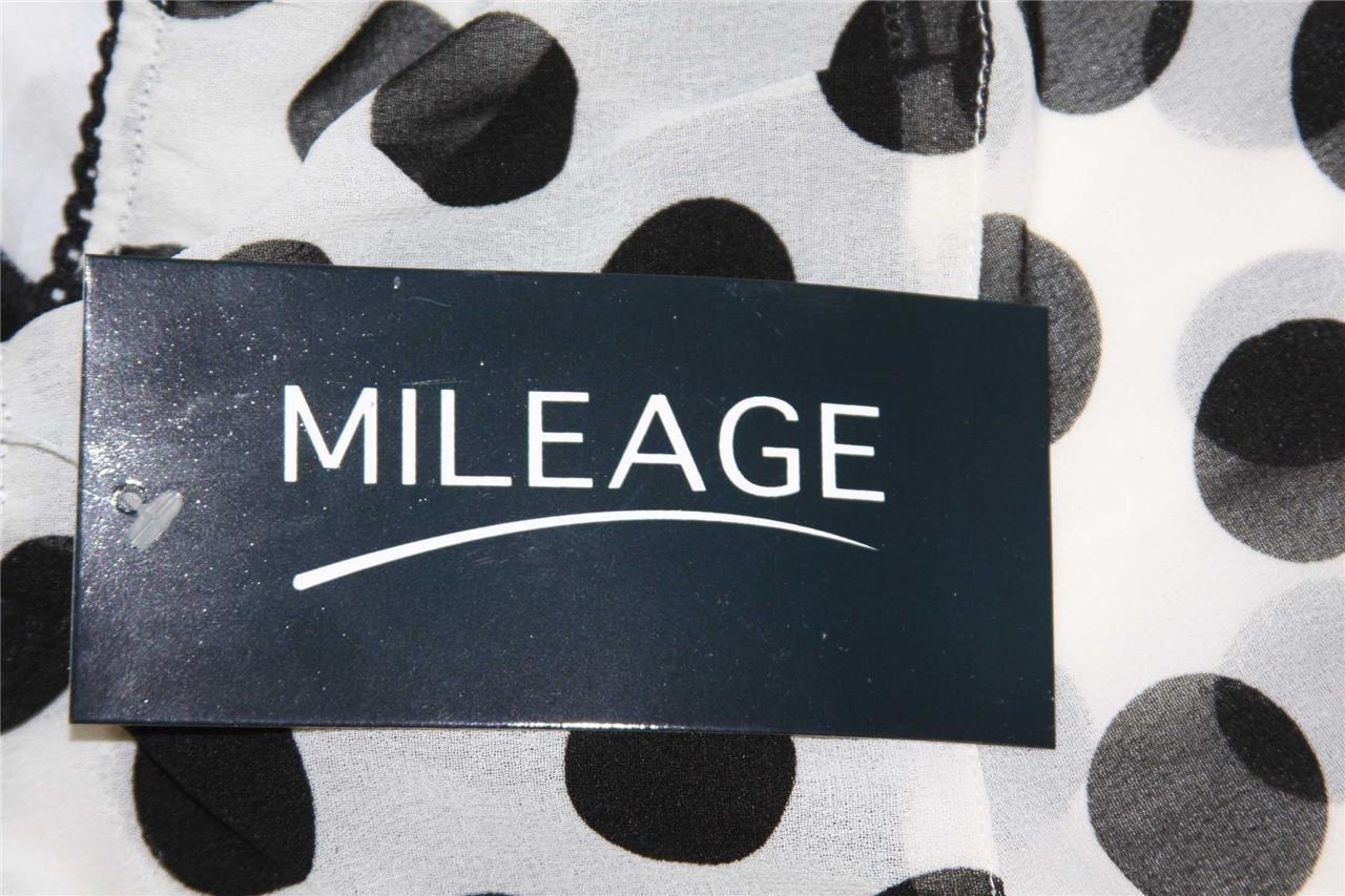 MILEAGE Womens Top Asymmetrical Hem Black White Blouse SELECT SIZE Poka Dot NEW