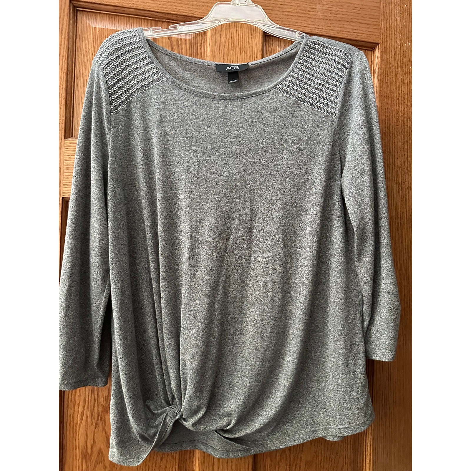 AGB Knot Waist Blouse Gray – Size Large