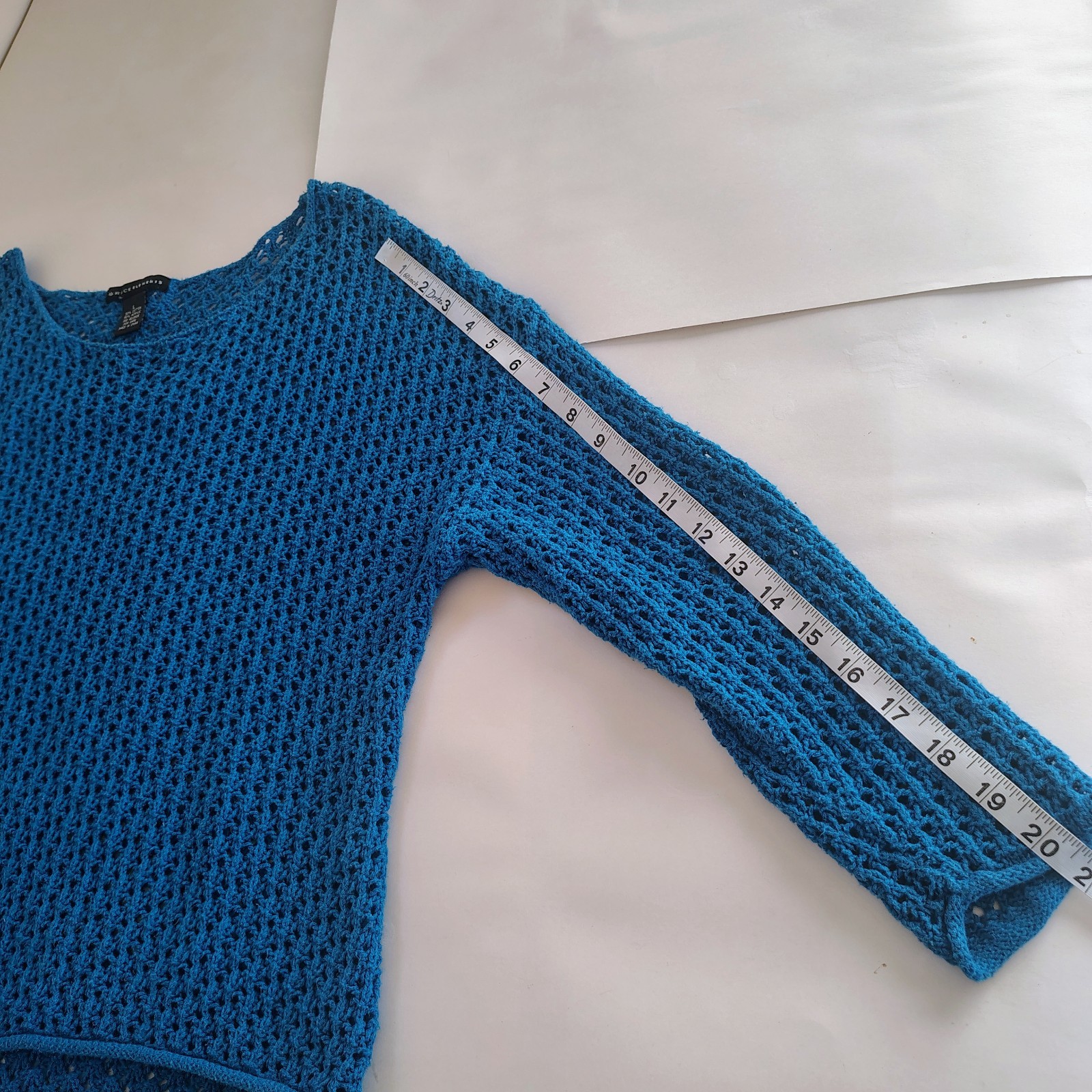 Grace Elements Sheer Open Stitch Crochet Top Sz L Coastal Nautical Beach Preppy