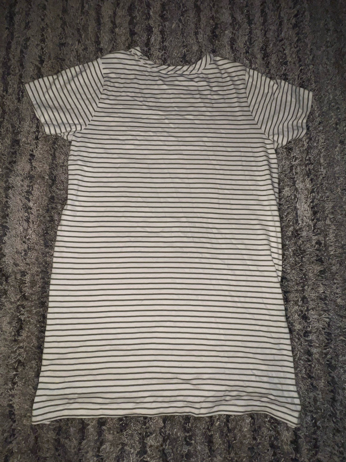 Buffalo David Bitton Womens L White/Green Striped Round Neck Ruffle T-Shirt