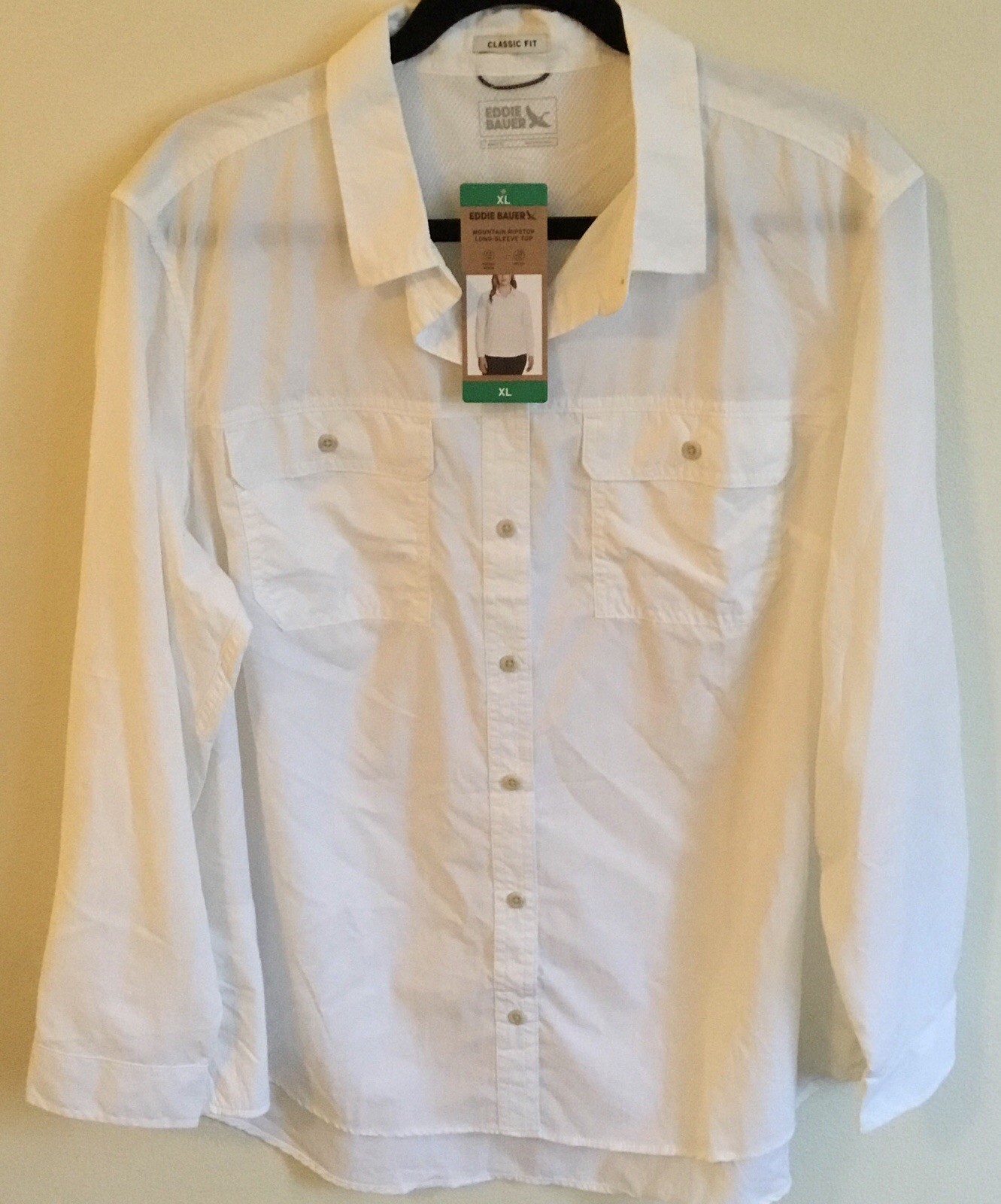 Eddie Bauer Mountain Ripstop Long Sleeve Shirt White Nylon Women’s XL
