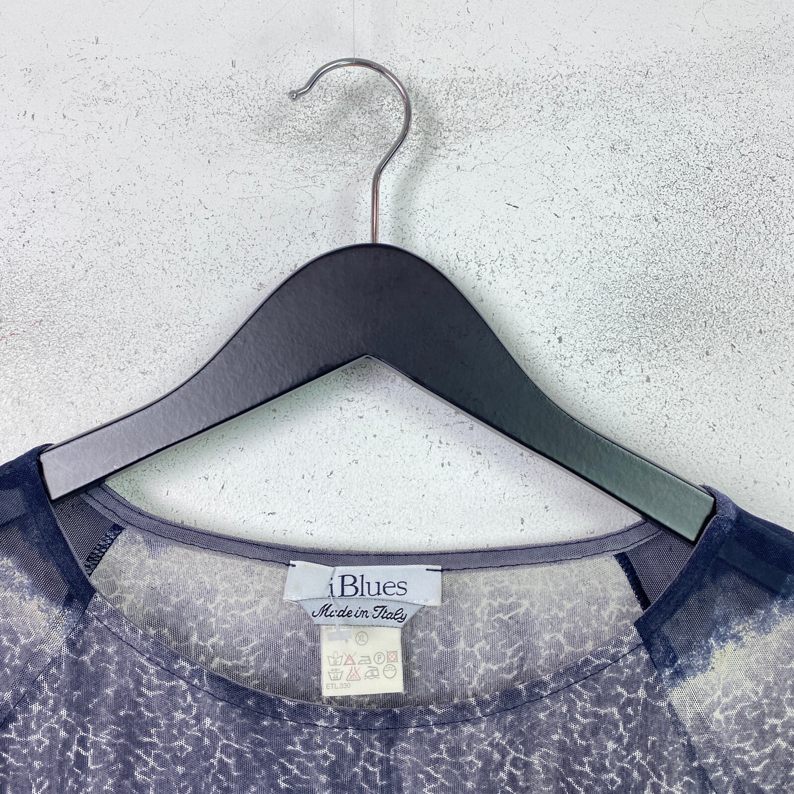 iBlues Blue Yellow Abstract Top Scoop Neck Short Sleeve Breathable UK XL