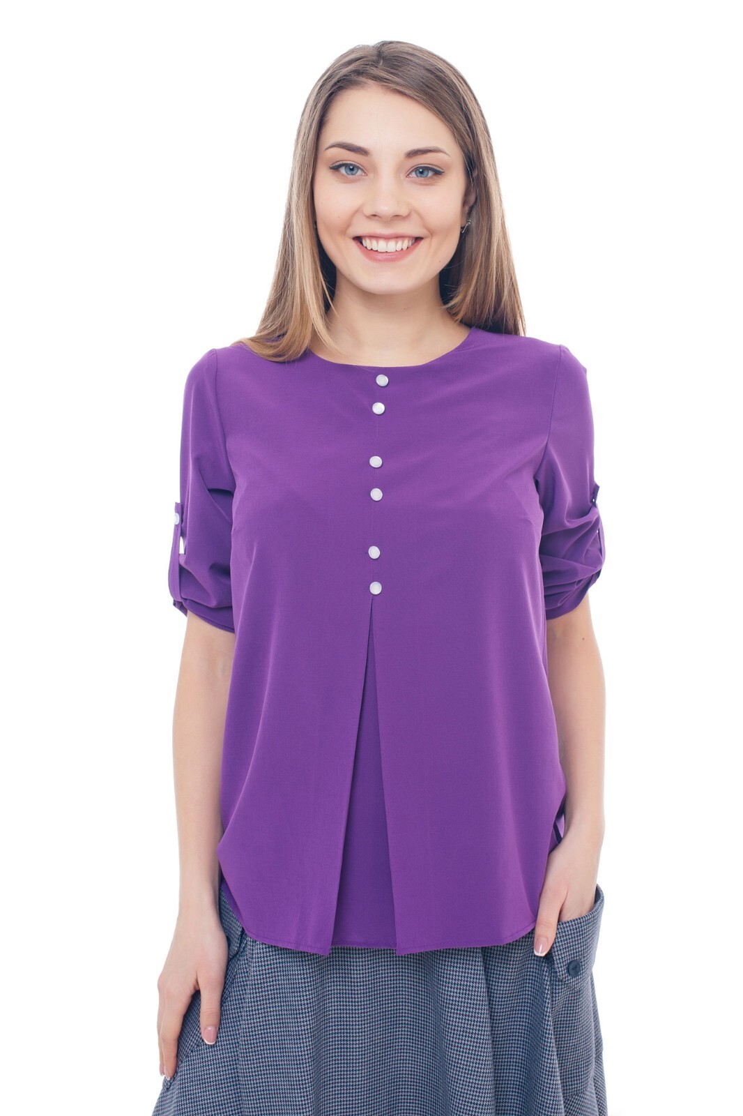 Blouse Purple with Counter Tuck Size 2, 4 US Fashionable NEW High Quality