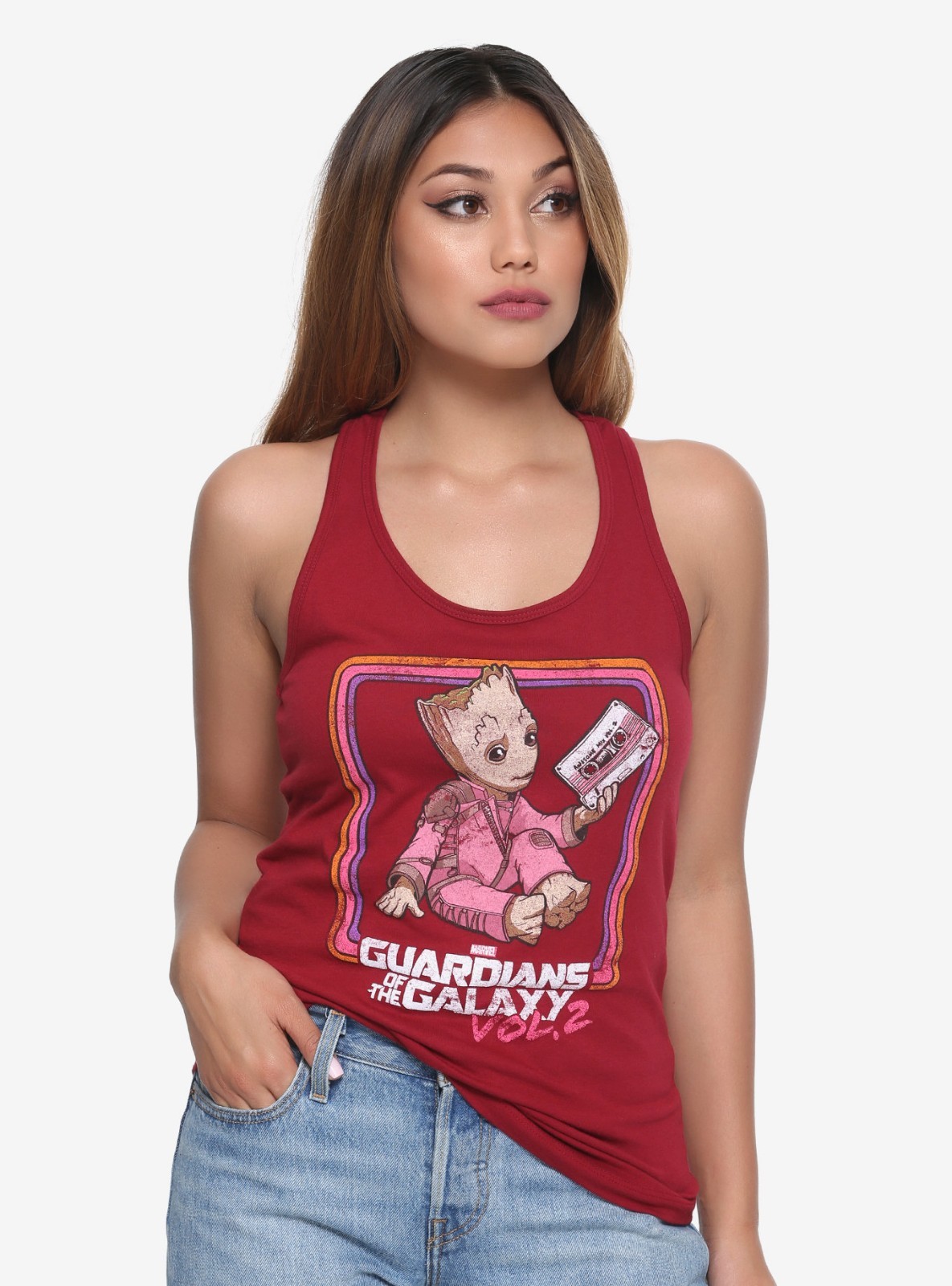 Marvel Guardians of Galaxy Vol. 2 Groot Athletic Womens Graphic Racerback Tank