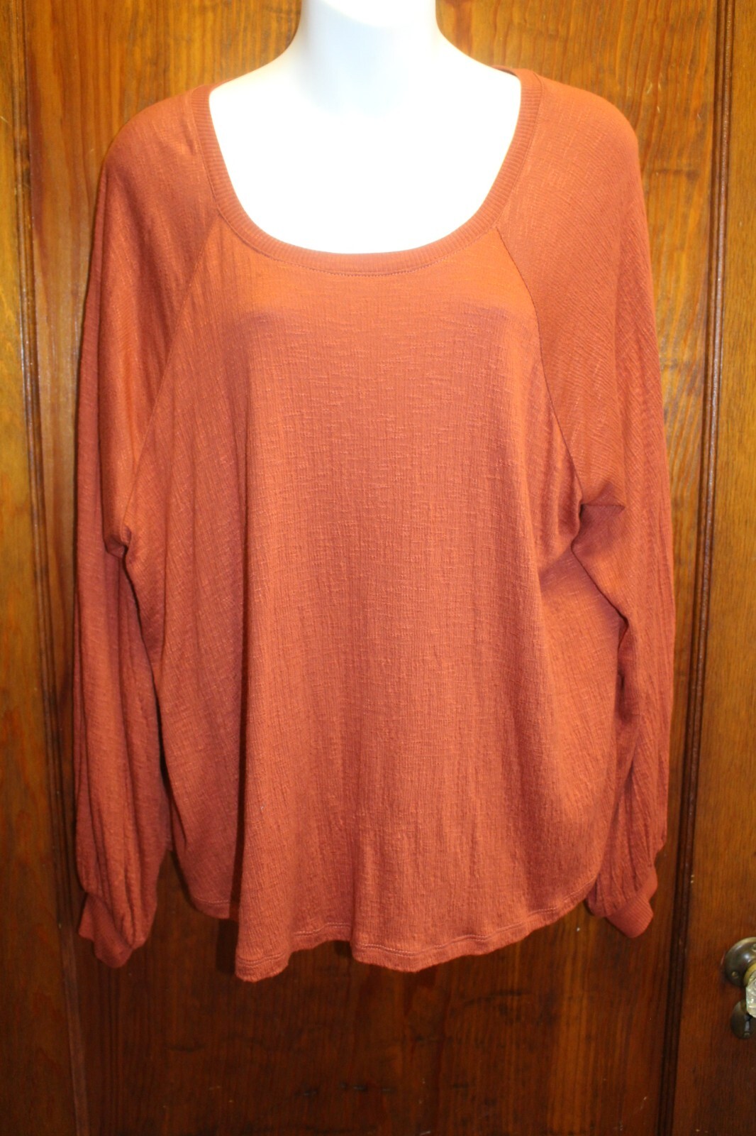 White Crow Rusty Red Long Sleeve Blouse Large NWOT