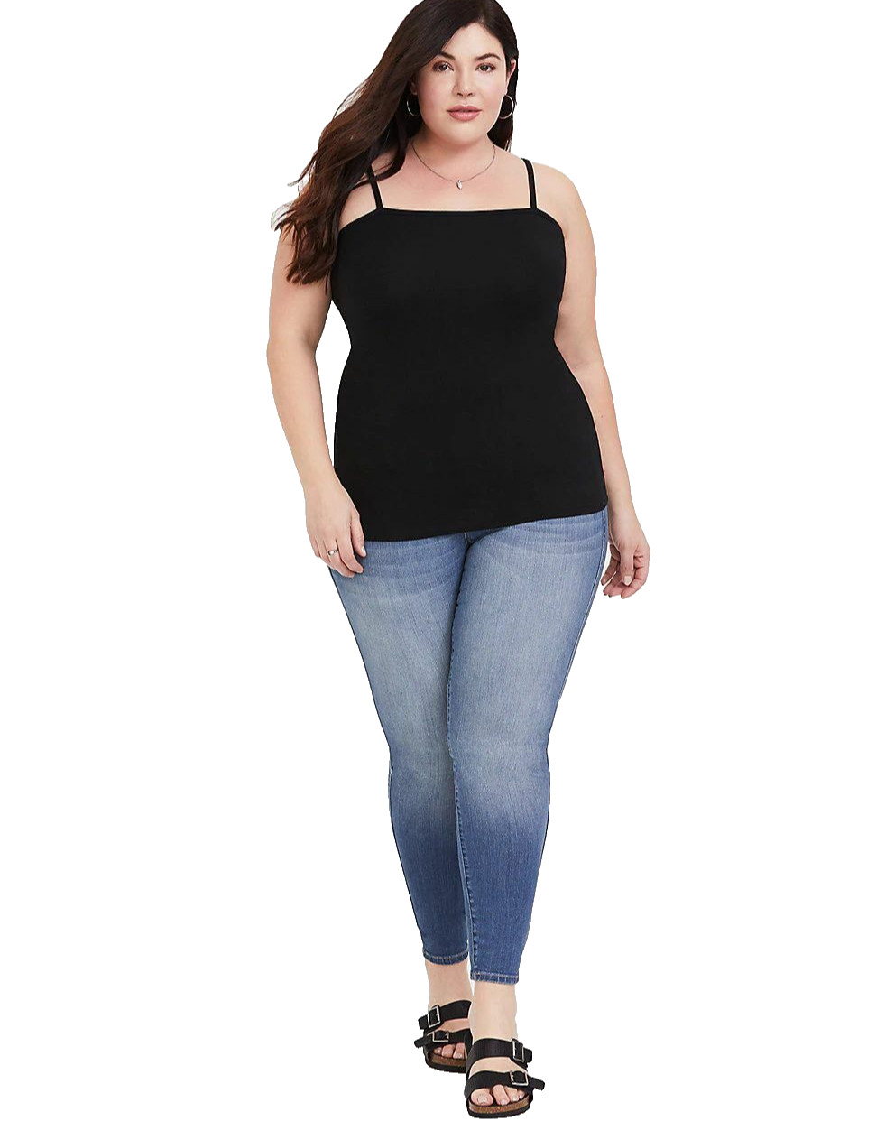 TORRID 00X Black Square Neckline Adjustable Straps Foxy Hips Cami PLUS Basic TOP