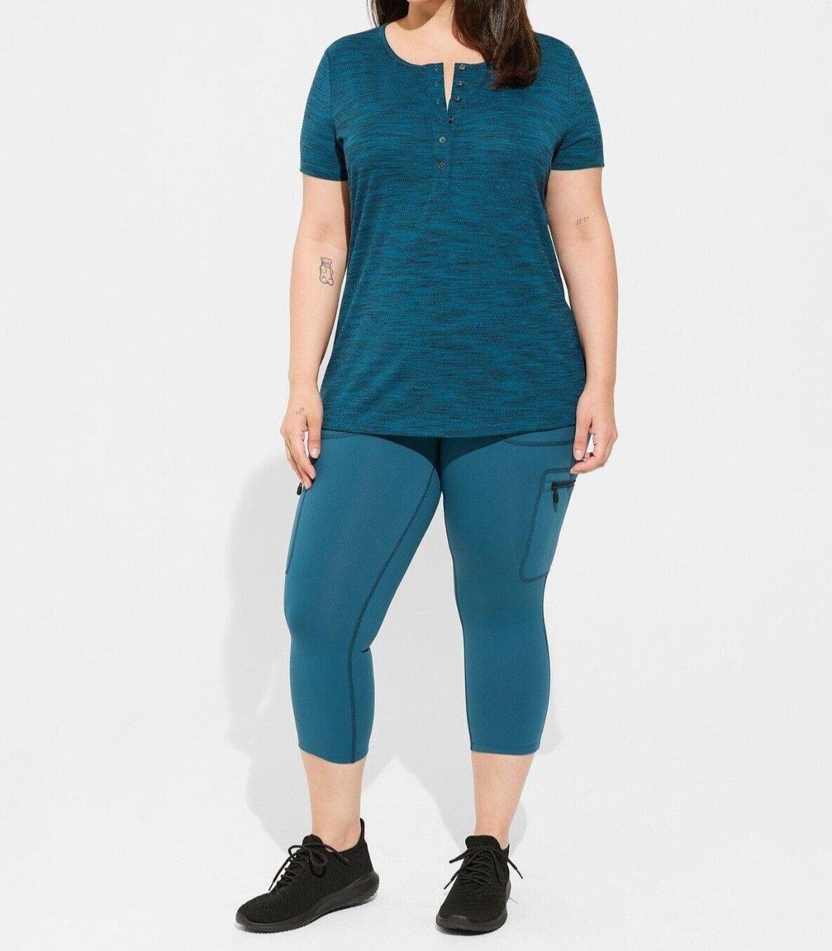 Torrid Happy Camper Lyocell Henley Short Sleeve Tee Blue 00 M L 10 #G20920