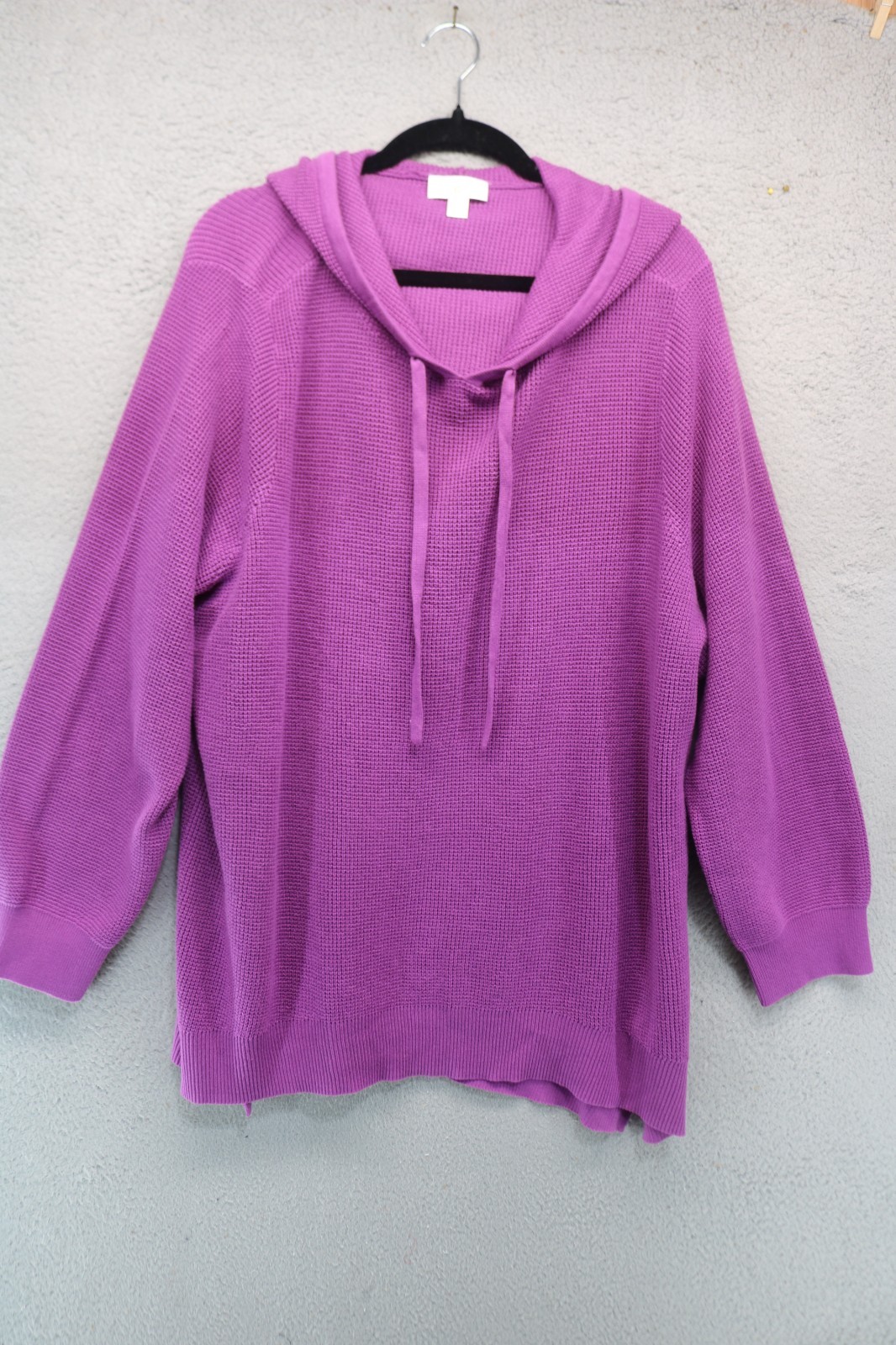 Belle by Kim Gravel Purple Hooded Waffle Weave Tunic-Size 3X-Minimalist-Comfy