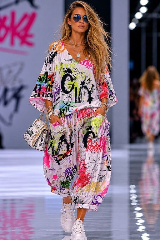 LAST ONE!..ART TO WEAR…THE FABULOUS SKULLZ LONDON OVERSIZE MiMi GRAFFITI TUNIC