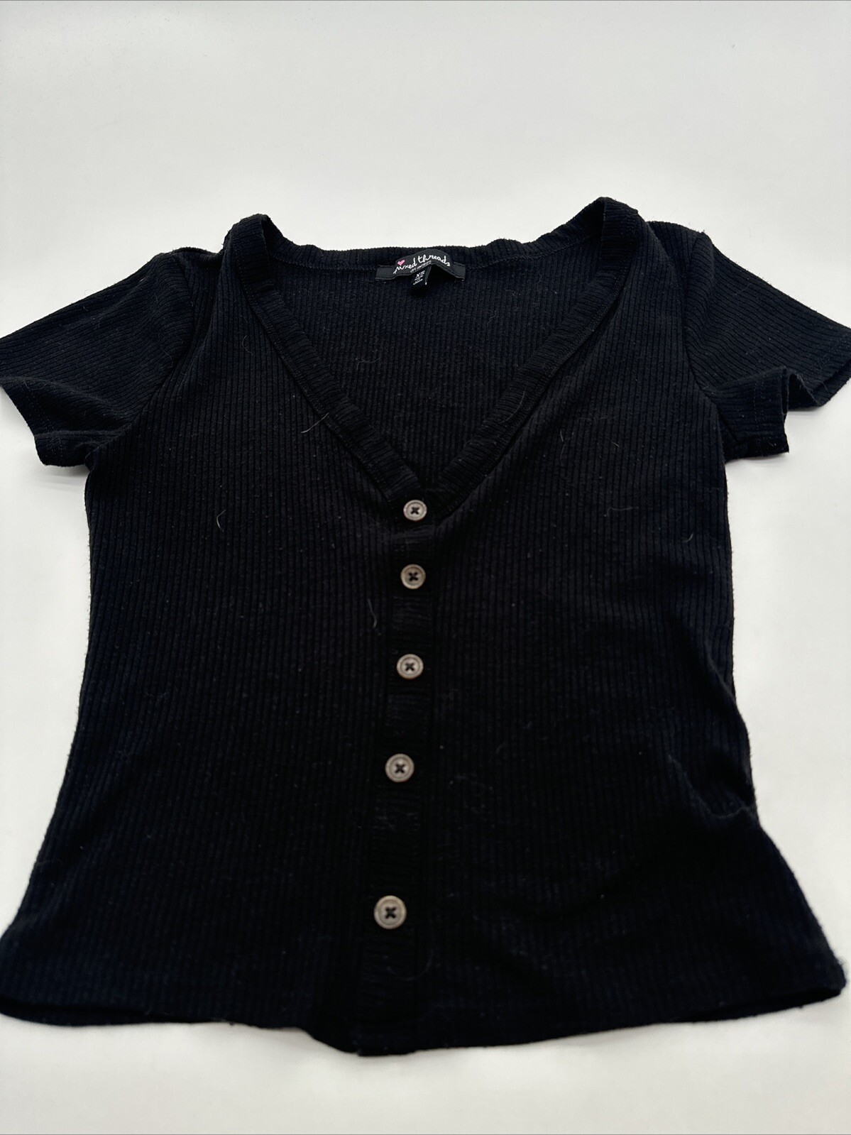 Mixed Threads Los Angeles T-Shirt Women XS Black V- Neck …#22377