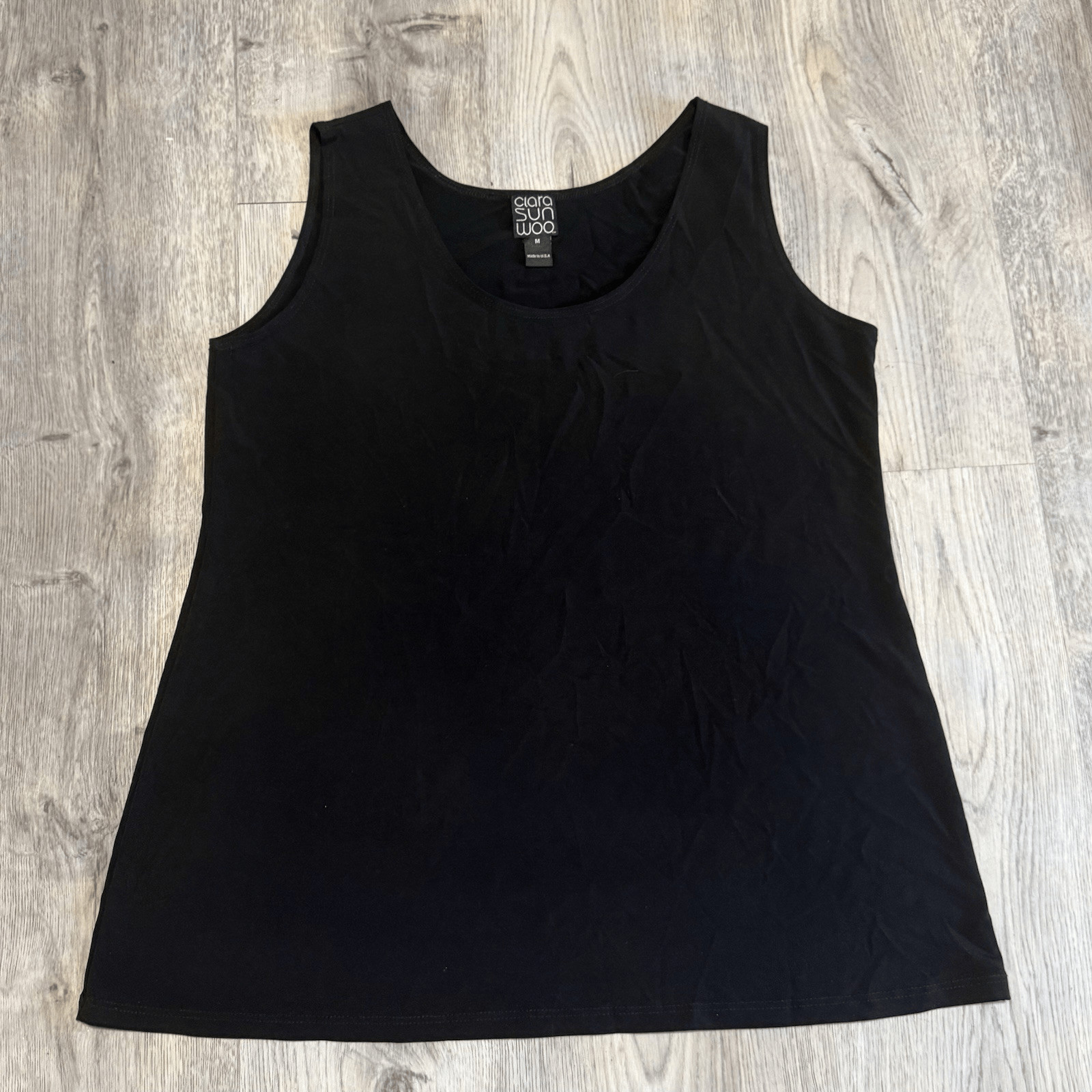 CLARA SUN WOO Size M Black Sleeveless Tank Top Stretch Minimalist Modern
