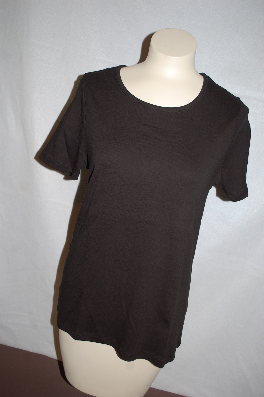 Womens BLACK S/S THICK KNIT TEE SHIRT Round Neck M L XL XXL