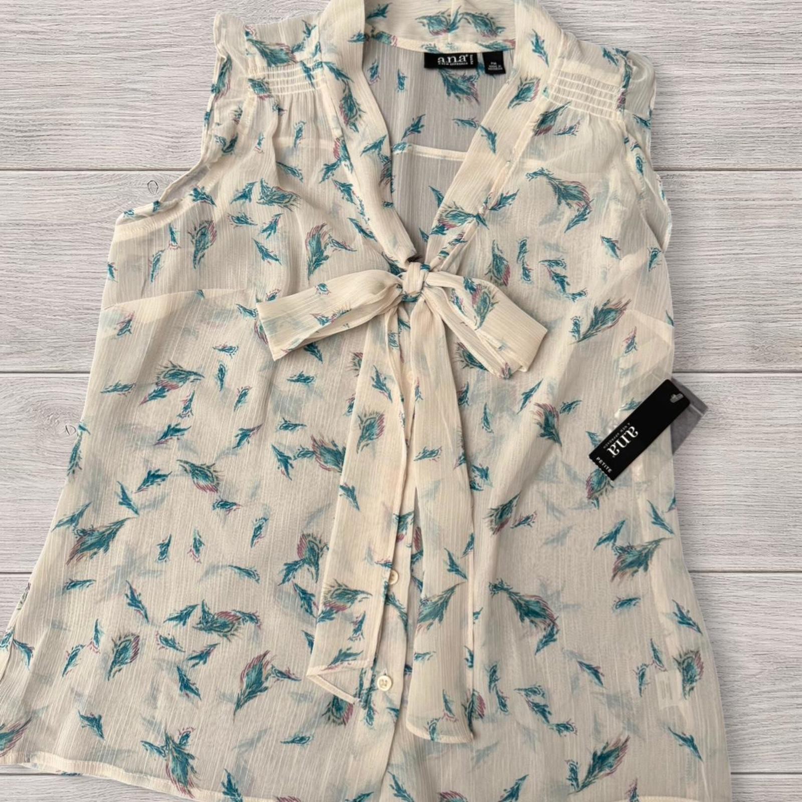 a.n.a Sheer Floral Tie Neck Sleeveless Boho Blouse – NWT- Size M Petite