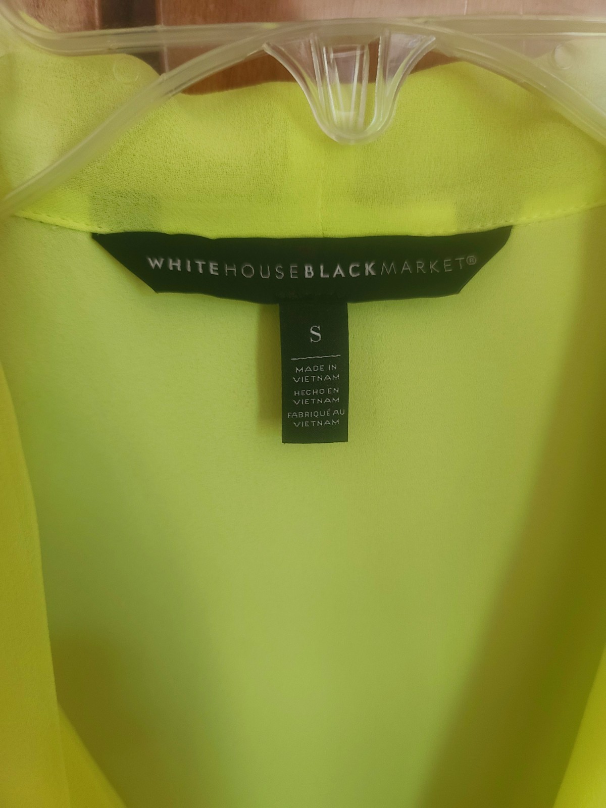 White House Black Market Paf Sheer Long Sleeve Lime Green Blouse Small