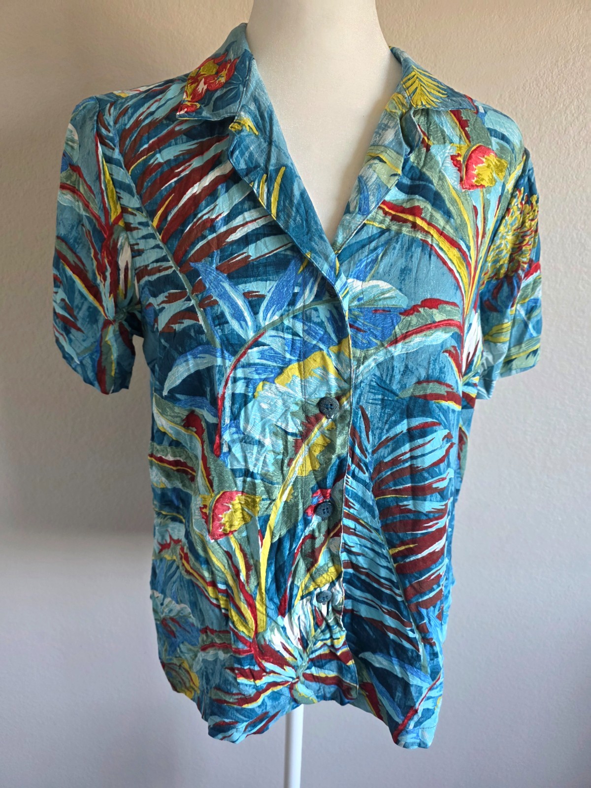 NEW Jams World Kamuela Hawaiian Shirt Tropical Floral Button Up Women’s XS Rayon