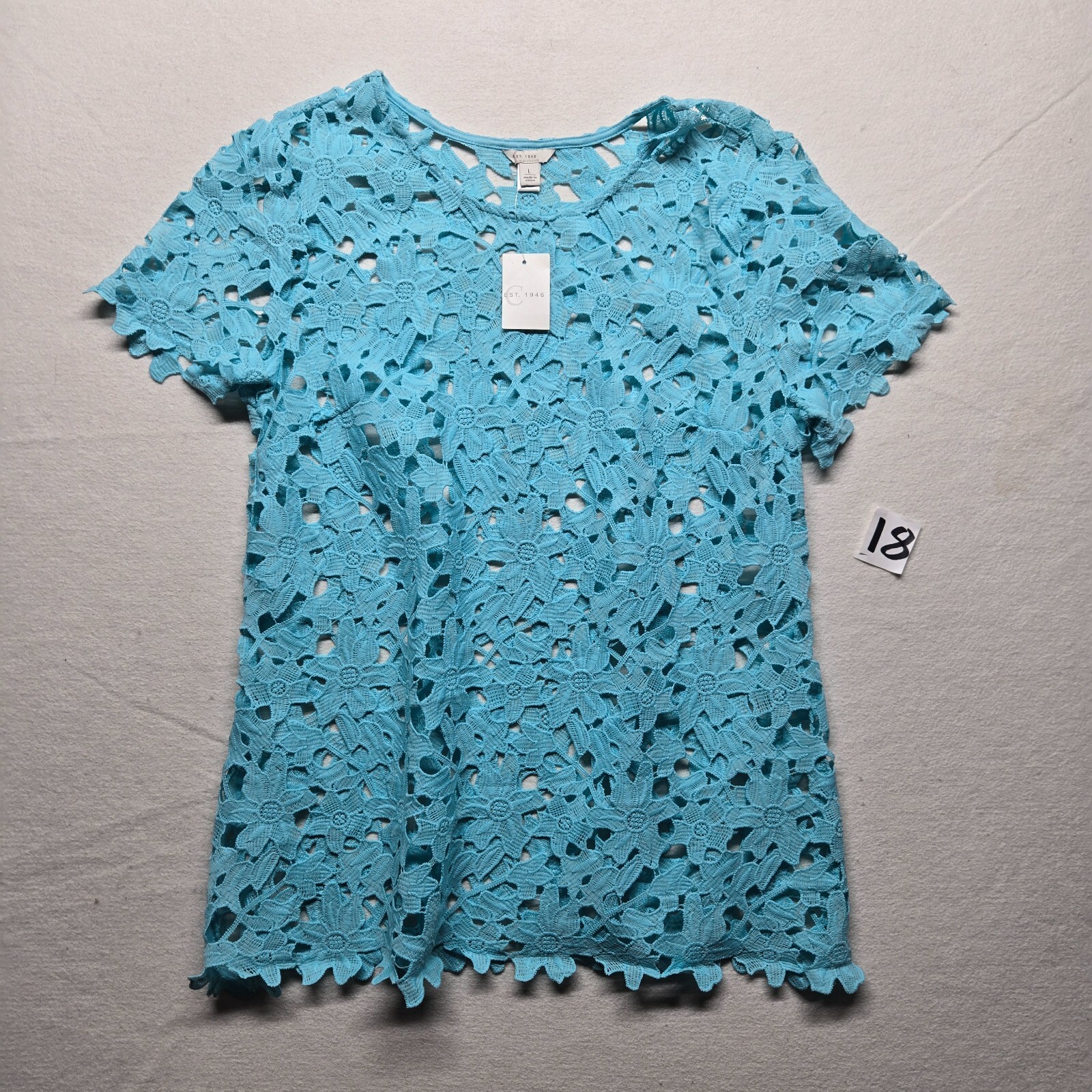 *NEW* Est. 1946 Floral Lace Crochet Cut Out Flower Boho Cottage L Large *NEW*