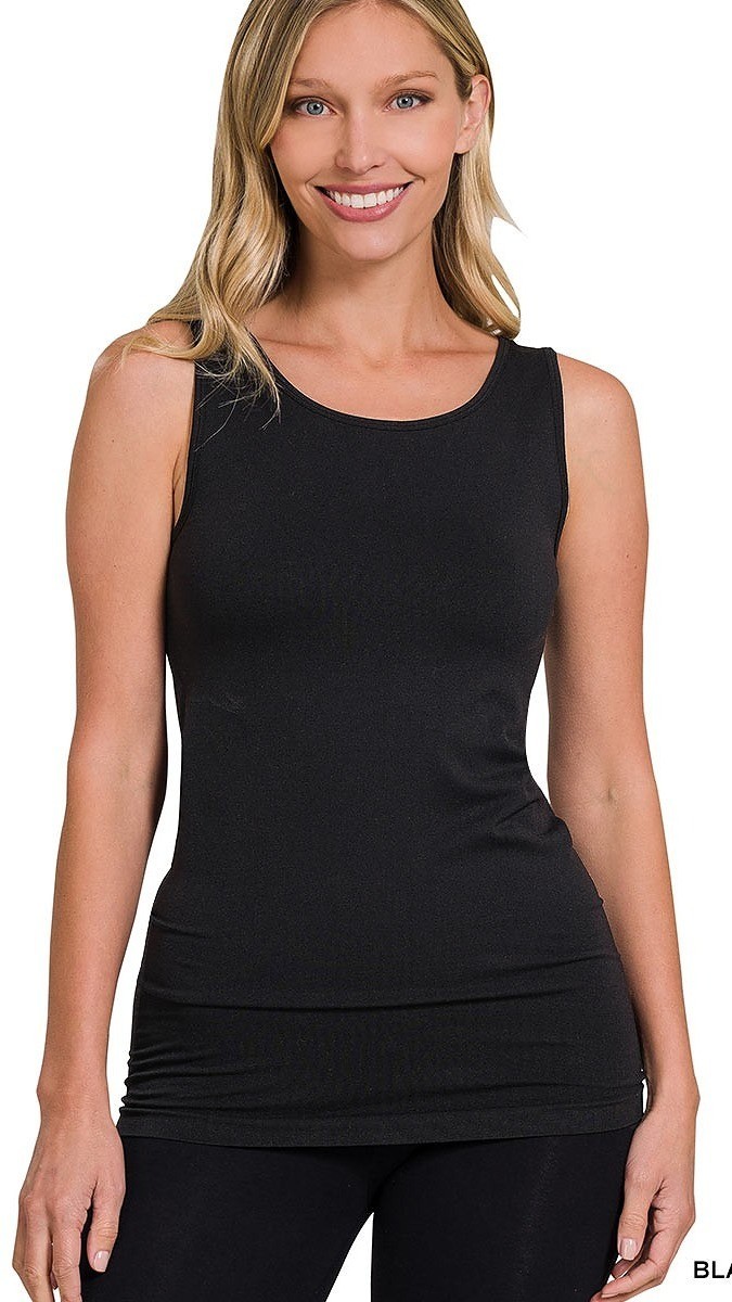Black Zenana Scoop Neck Seamless Tank Top