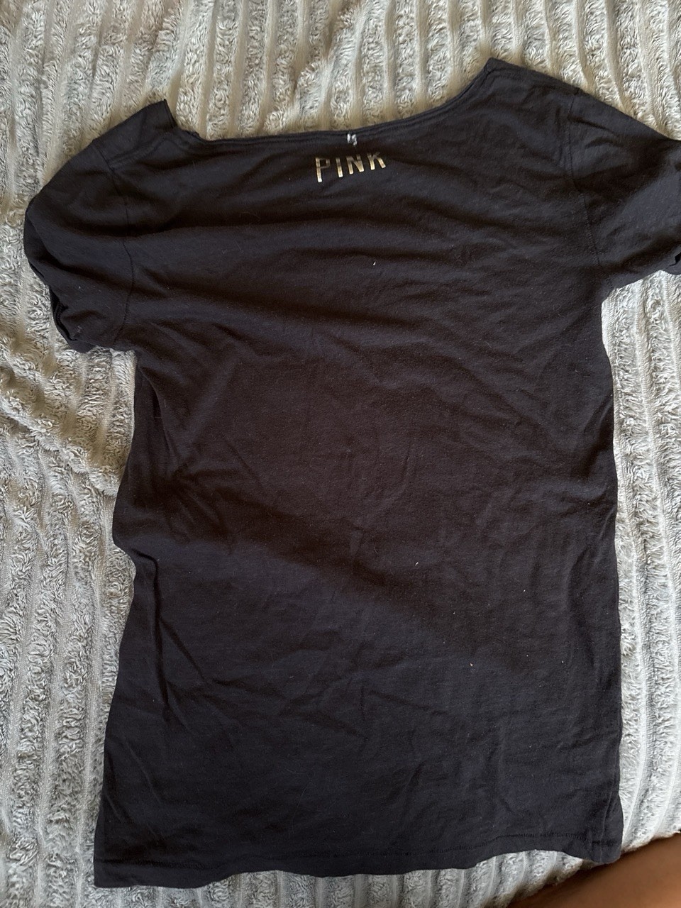 PINK Black shirt with silver and gold sequin.