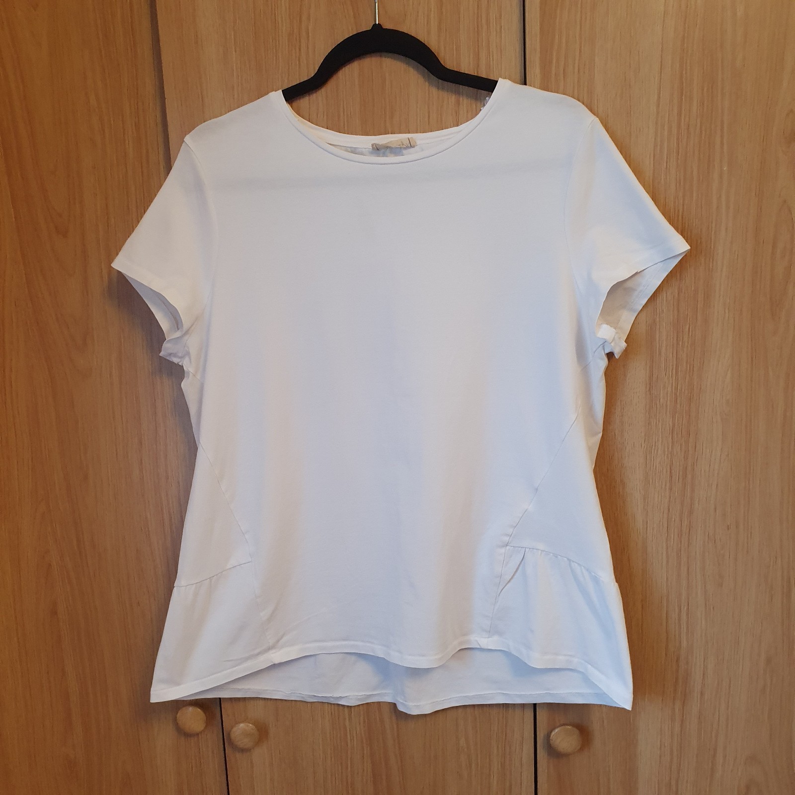 Phase Eight T-shirt Cotton Elastane Blend Structures Minimalist Size 14 White