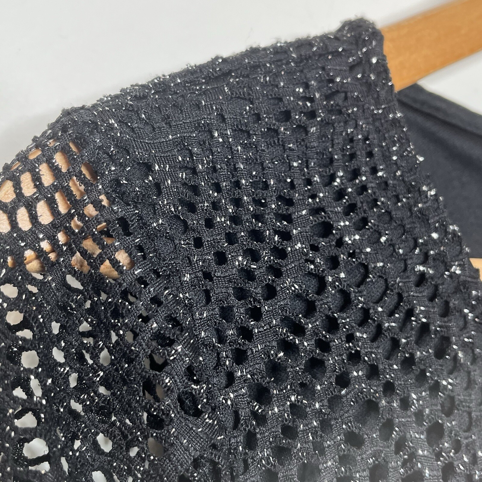 Cocomo Mesh Fishnet Metallic Top Womens Small Sheer Sparkly Tropical Resort