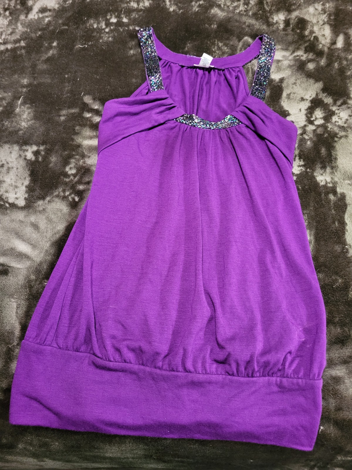 Studio Y Purple Beaded Straps Tank Top Size Small