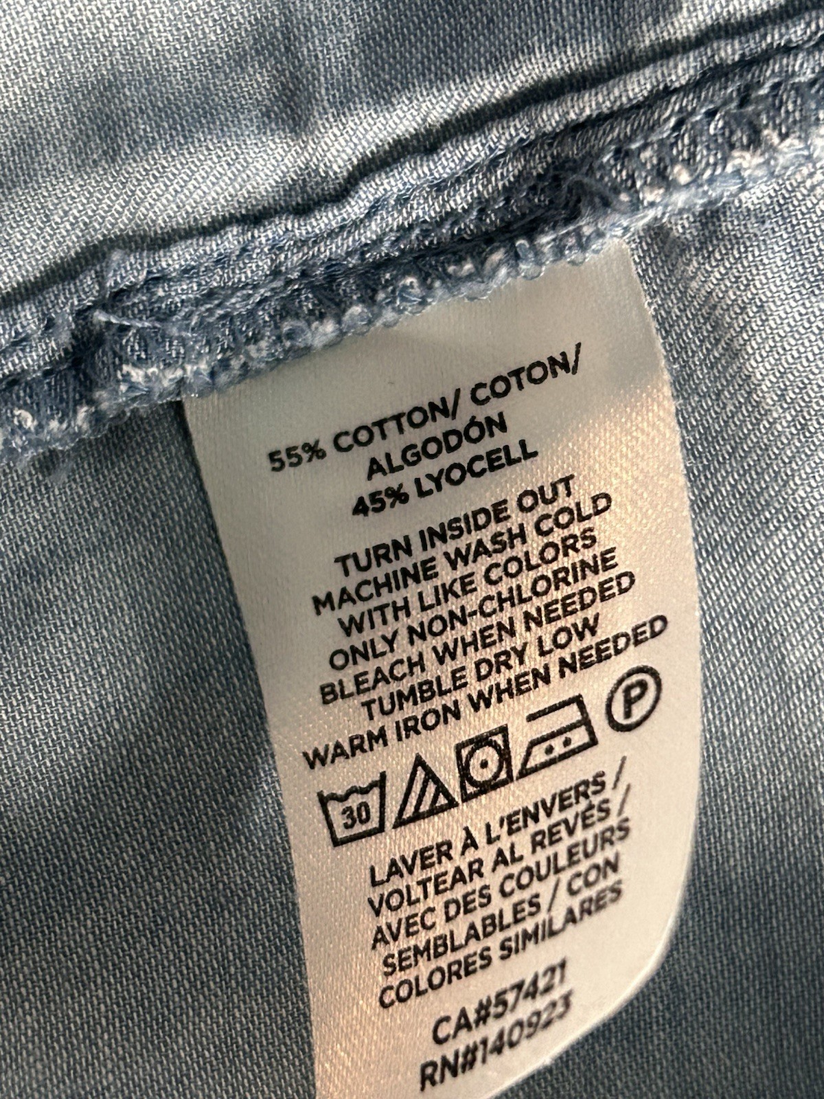 LOFT Light Wash Chambray Lyocell Button Front Shirt Womens L