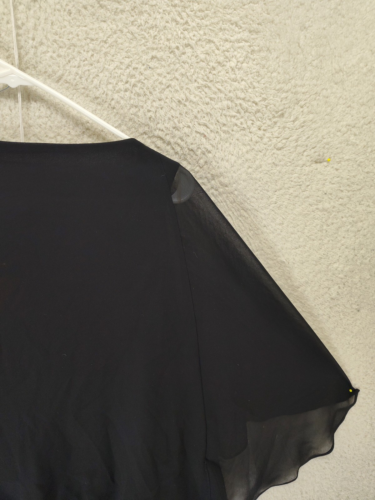 MSK Blouse Womens Medium Black Chiffon Cape Sleeve Embellished Party Top Elegant