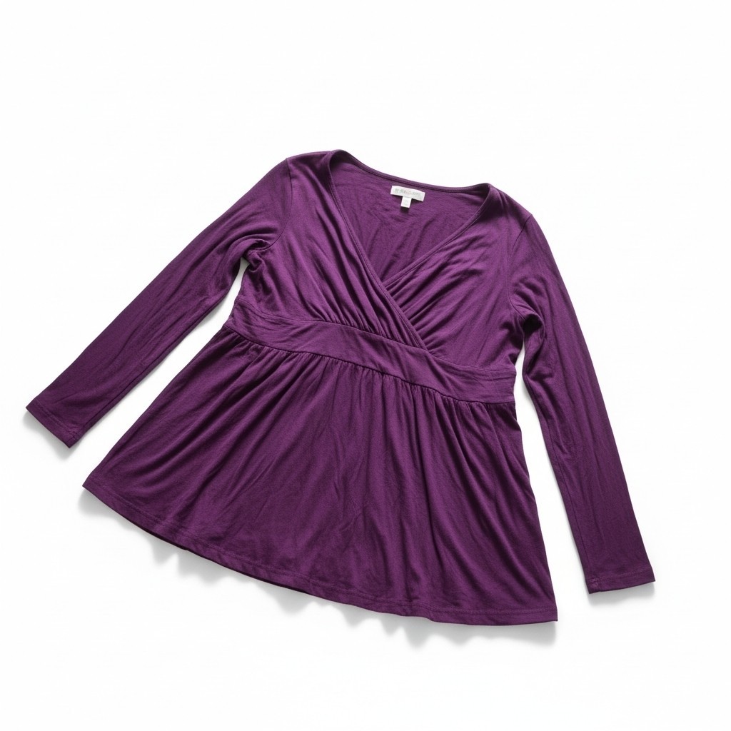Women’s V-Neck Long Sleeve Tunic Blouse Deep Purple Plus Size 3XL NWT
