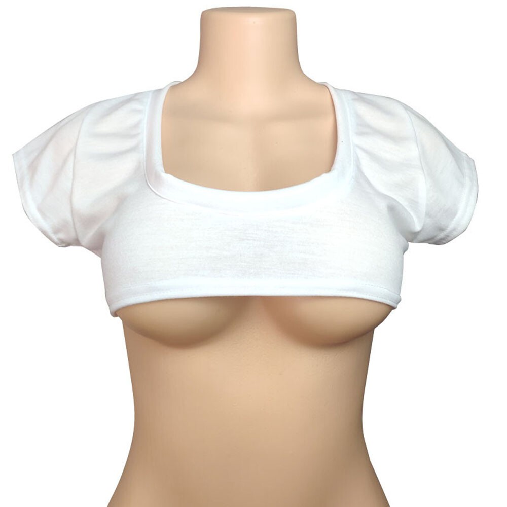 Short Sleeve Tee Women Sexy Crop Tops Clubwear No Bra Half T-Shirt Blouse Black
