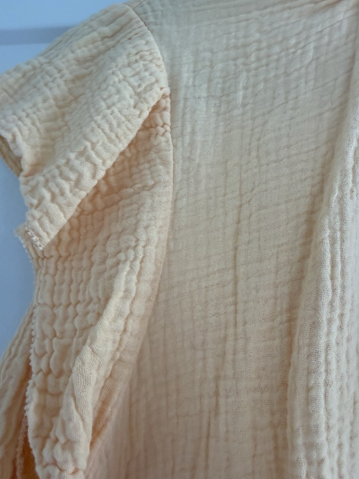Joe’s Jeans Apricot Sherbet Gauze Flutter Sleeve Mock Neck Blouse Top Size L