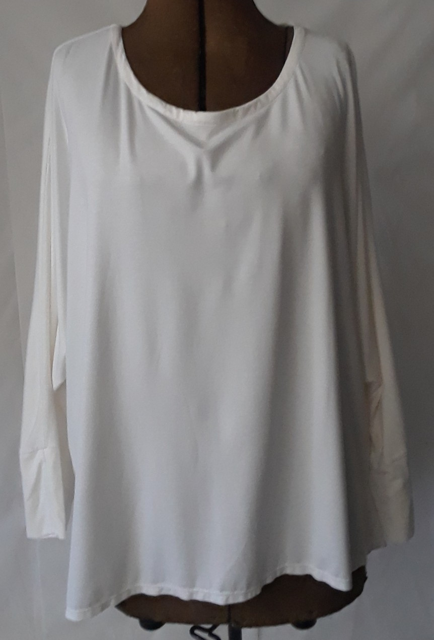JUST JILL Women XXL White Long Sleeve 3-Button Pullover Top