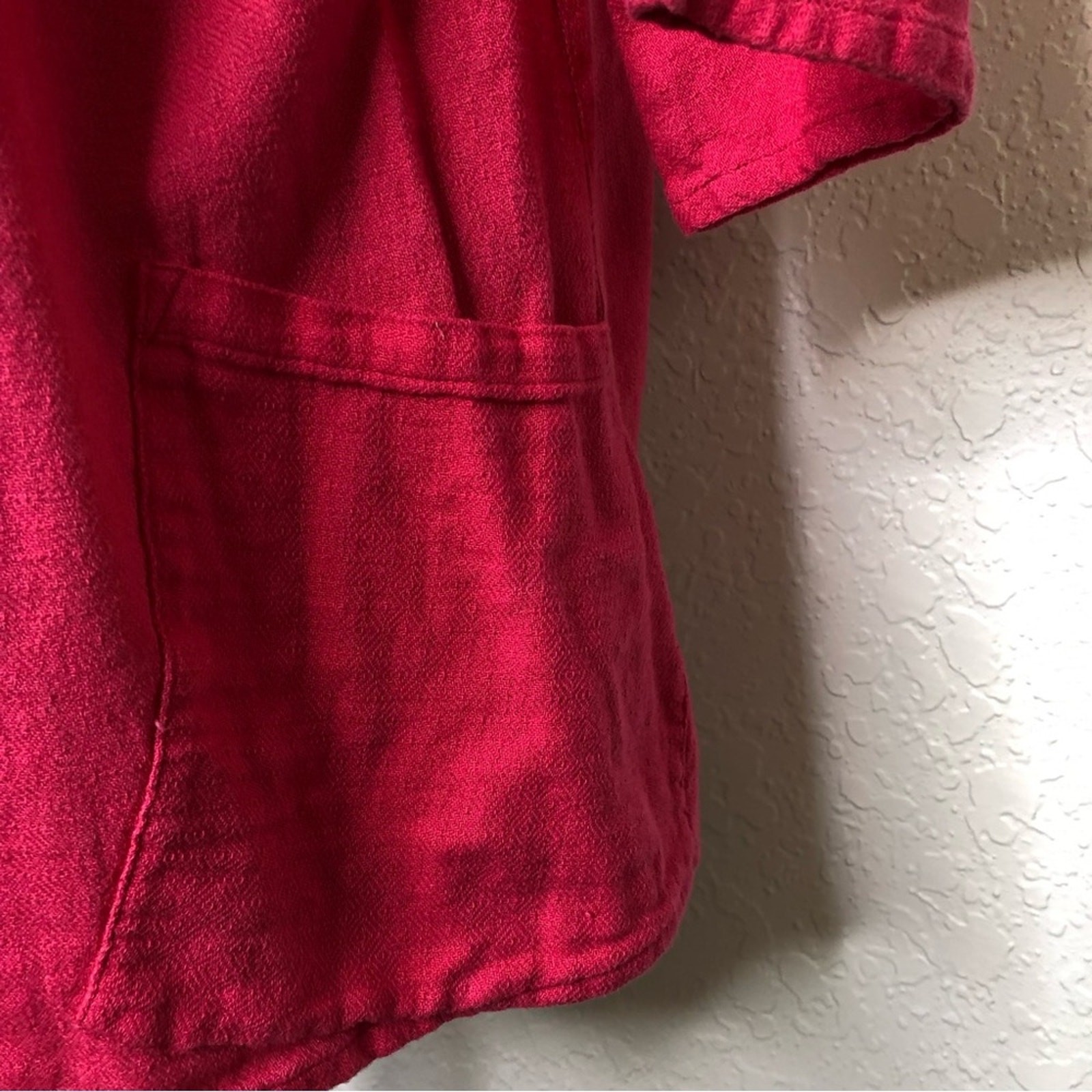 Soft Surroundings bright pink open sleeve v neck top size Petite Extra Large PXL