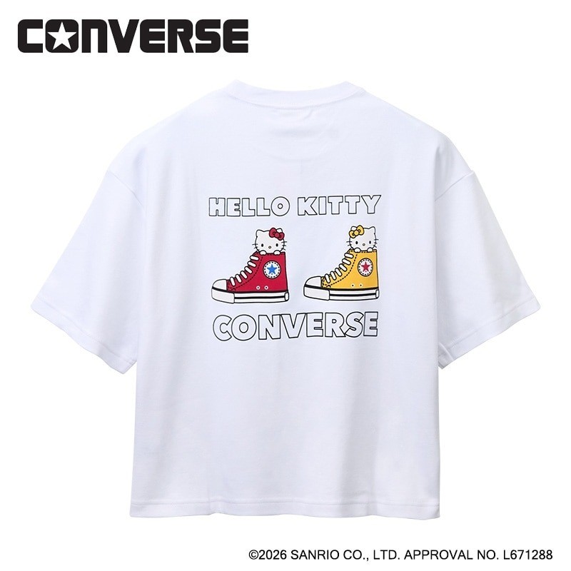 CONVERSE x Hello Kitty Back Print T-Shirt White PLAZA Limited Length 56 cm 22 in