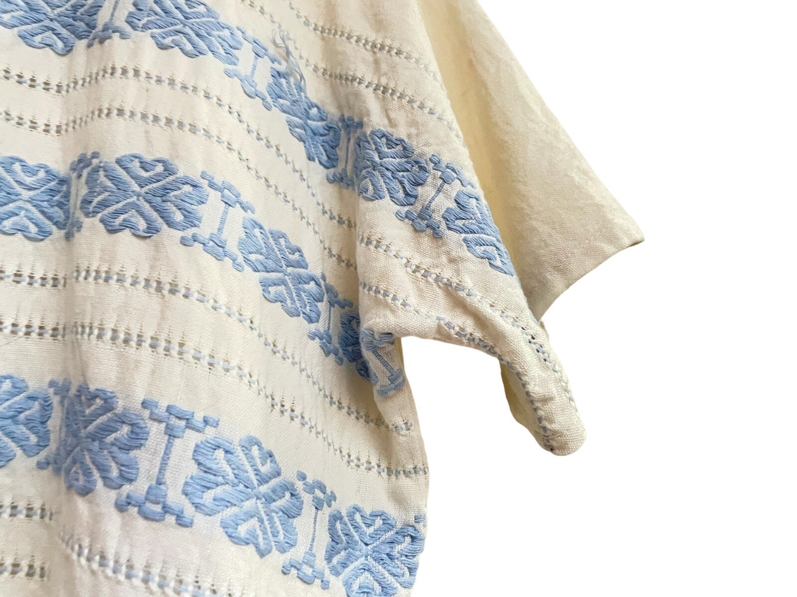 Handmade Crop Boxy Fringe Raw Edge Hem Cottage Folk Peasant Blouse One Size