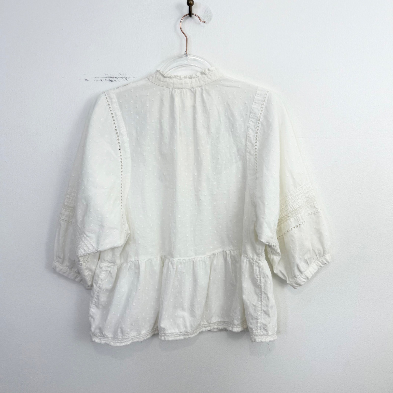 Anthropologie Vicenza Lace Babydoll Tunic Blouse White Small