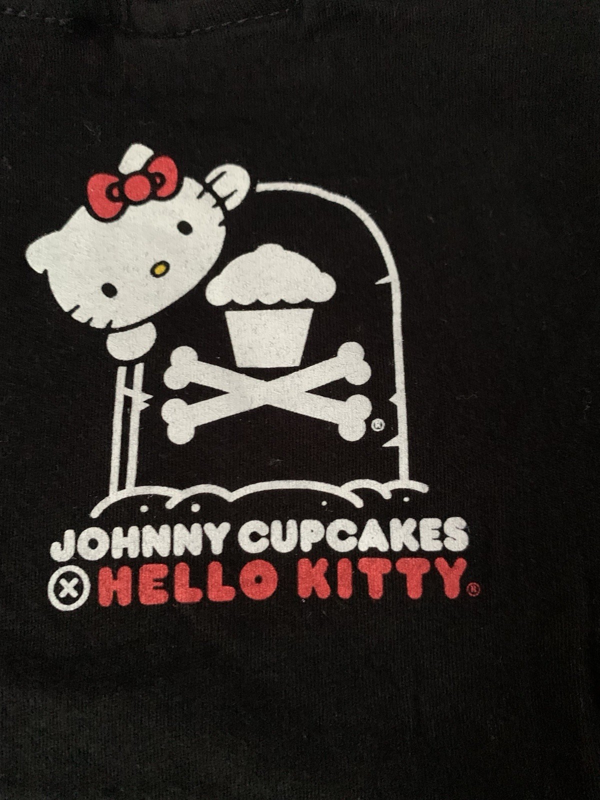 Johnny Cupcakes X Hello Kitty Collaboration- Skeleton Kitty Tshirt- Medium